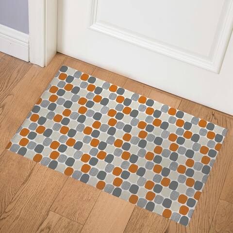 MID CENTURY OVALS ORANGE Indoor Floor Mat by Kavka Designs