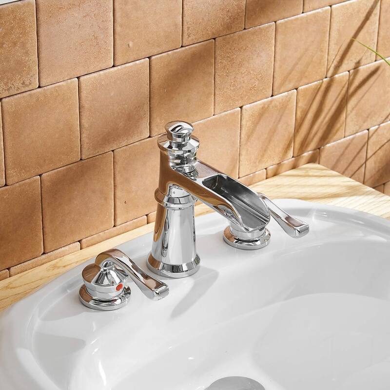3 Holes 2 Handle Widespread Bathroom Sink Faucet in Chrome Finish