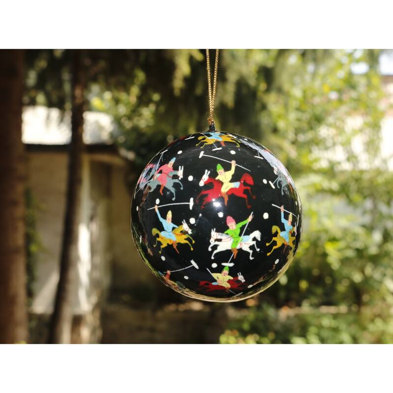 Handmade Christmas Ornaments Hand Painted by Artisan on Recycled Paper - Polo Back - One Size