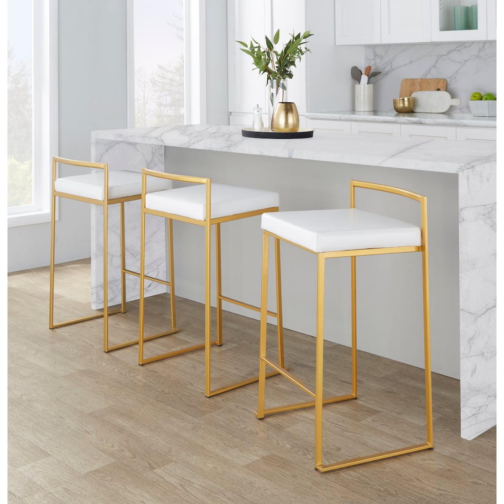 Silver Orchid Forrest 26" Gold Stackable Fully Welded Counter Stool (Set of 3)