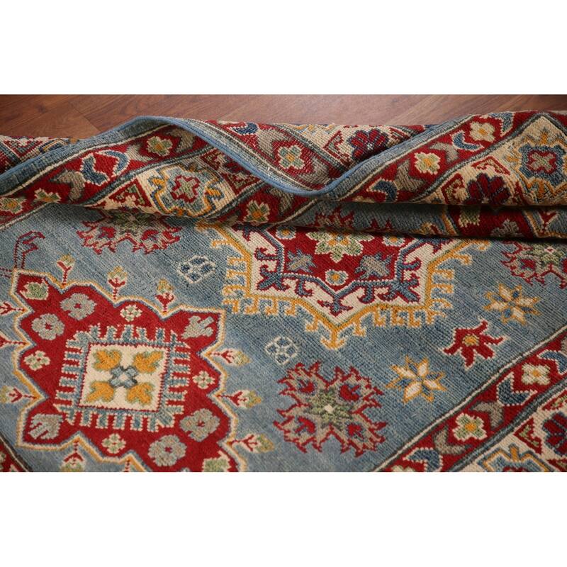 Light Blue Kazak Oriental Accent Rug Hand-Knotted Wool Carpet - 3'6"x 4'10"