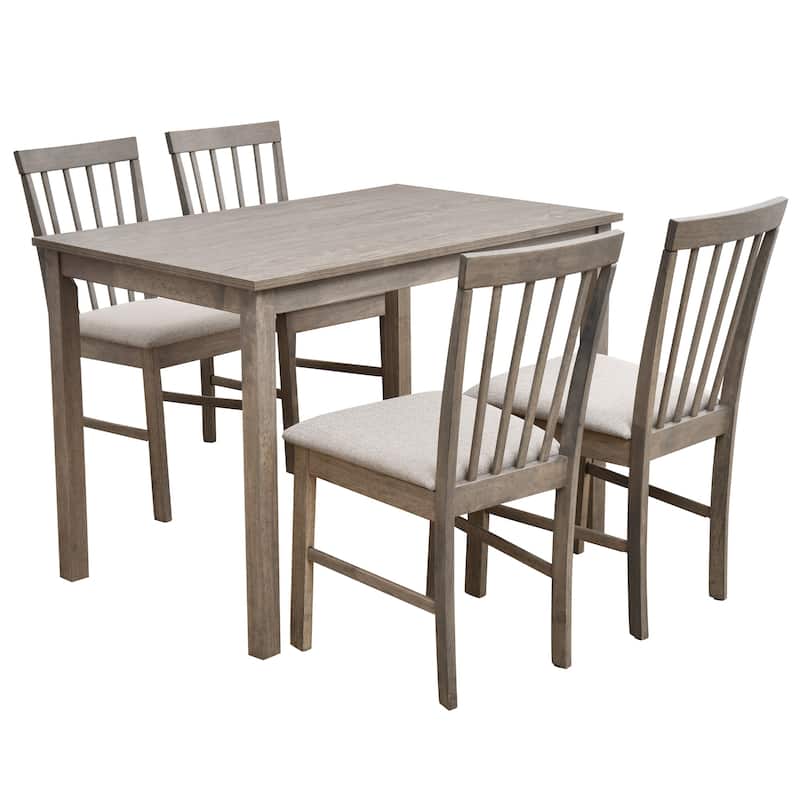 Compact 5 Piece Dining Set for Small Spaces(42" Table and Upholstered Chairs)