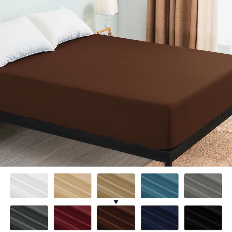 Subrtex Premium Microfiber 15-inch Deep Pocket Fitted Sheet - King - Chocolate