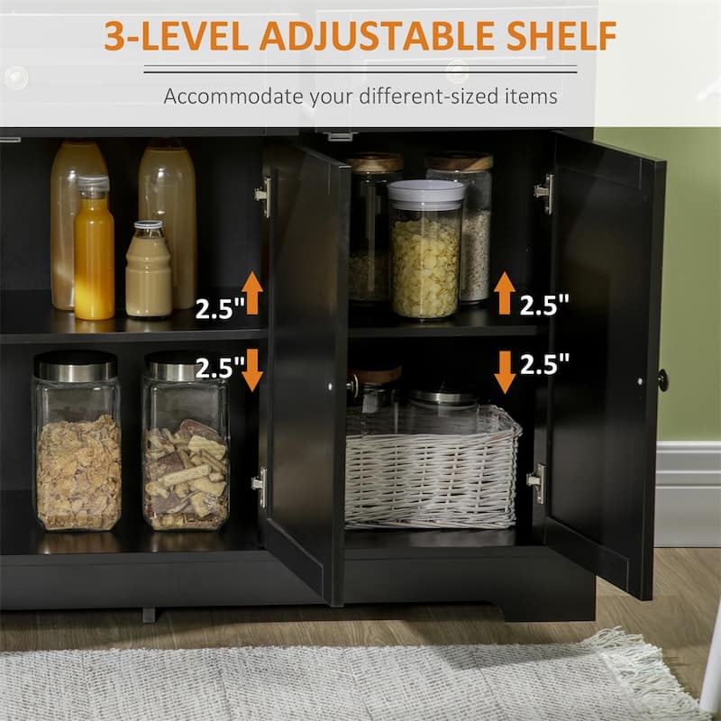 Modern Kitchen Buffet Cabinet with 2 Drawers and Adjustable Shelves