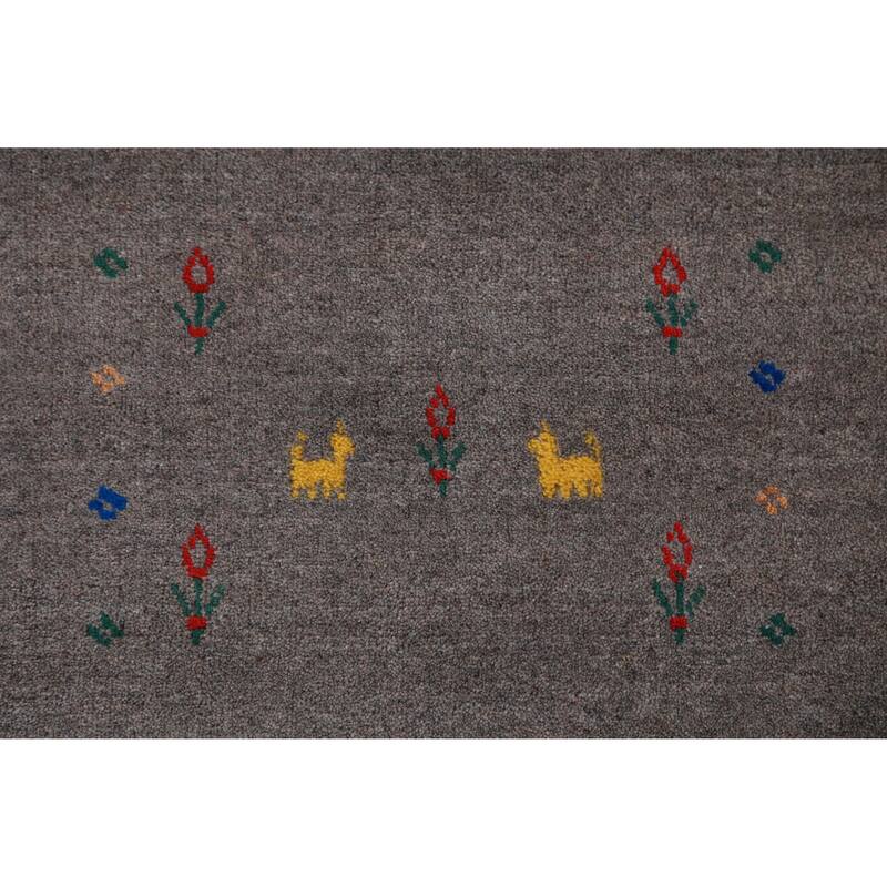 Hand Knotted Oriental 100% Wool Carpet Tribal Tribal Greys & Charcoal Gabbeh Area Rug - 10' 2'' X 8' 4''