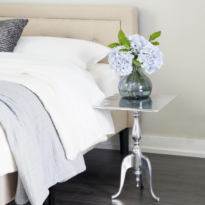 Aluminum Metal Side End Accent Table - Silver - Roche River Decor