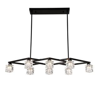 Matte Crystal Chandelier, 8-Light Kitchen Chandelier Light Fixture Modern Metal Industrial Chandeliers, for Living Room