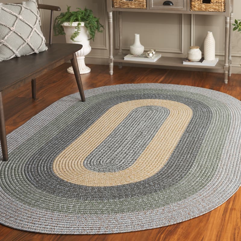 SAFAVIEH Handmade Braided Ecenur Indoor/Outdoor Machine Washable Rug - 8' x 10' Oval - Grey/Green