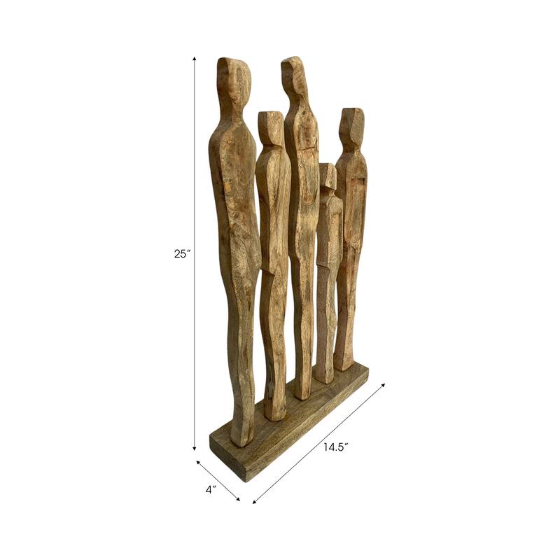 Mango Wood Sculpture Abstract Humanoid for Home Decor - 25" Brown - 14.5" x 4" x 25"