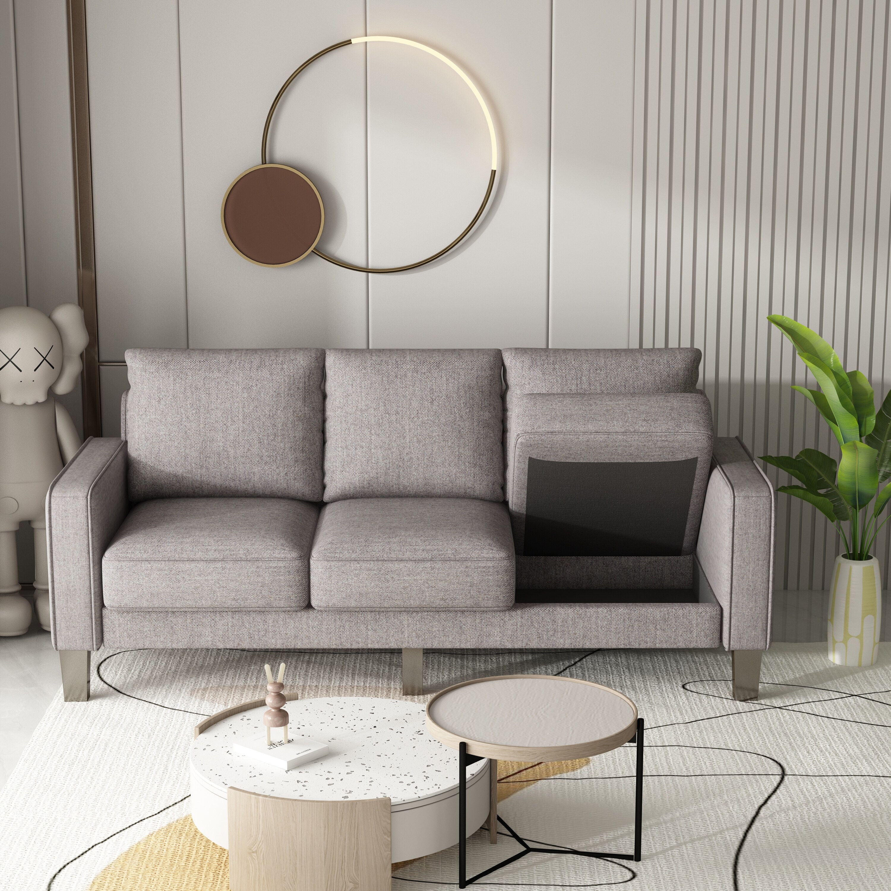 3 seater clearance sofa light grey