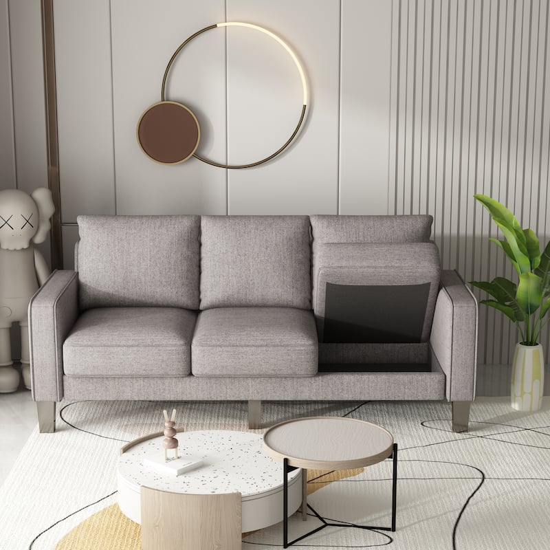 Living Room Furniture 3-Seat Sofa with Sturdy Structure and Solid Wood Legs, Comfortable Cushions, Easy Assembly
