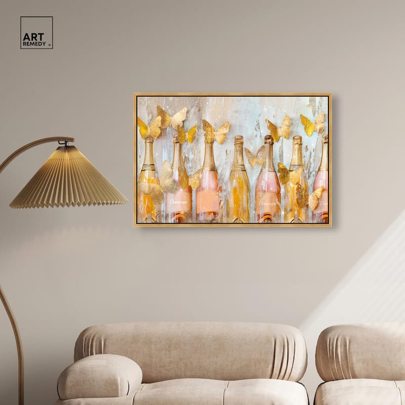 Golden Bright Campagne Line Canvas by Art Remedy