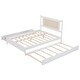 preview thumbnail 10 of 11, Trundle Platform Bed Queen Size Bed Frame and Twin Size Trundle, with Unique Rattan Headboard 2 Storage Drawer, Elegant White