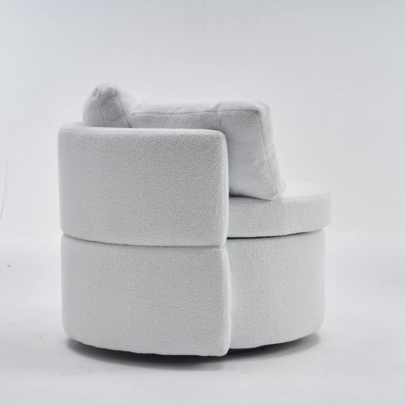 Teddy Fabric Swivel Storage Chair With Back Cushion
