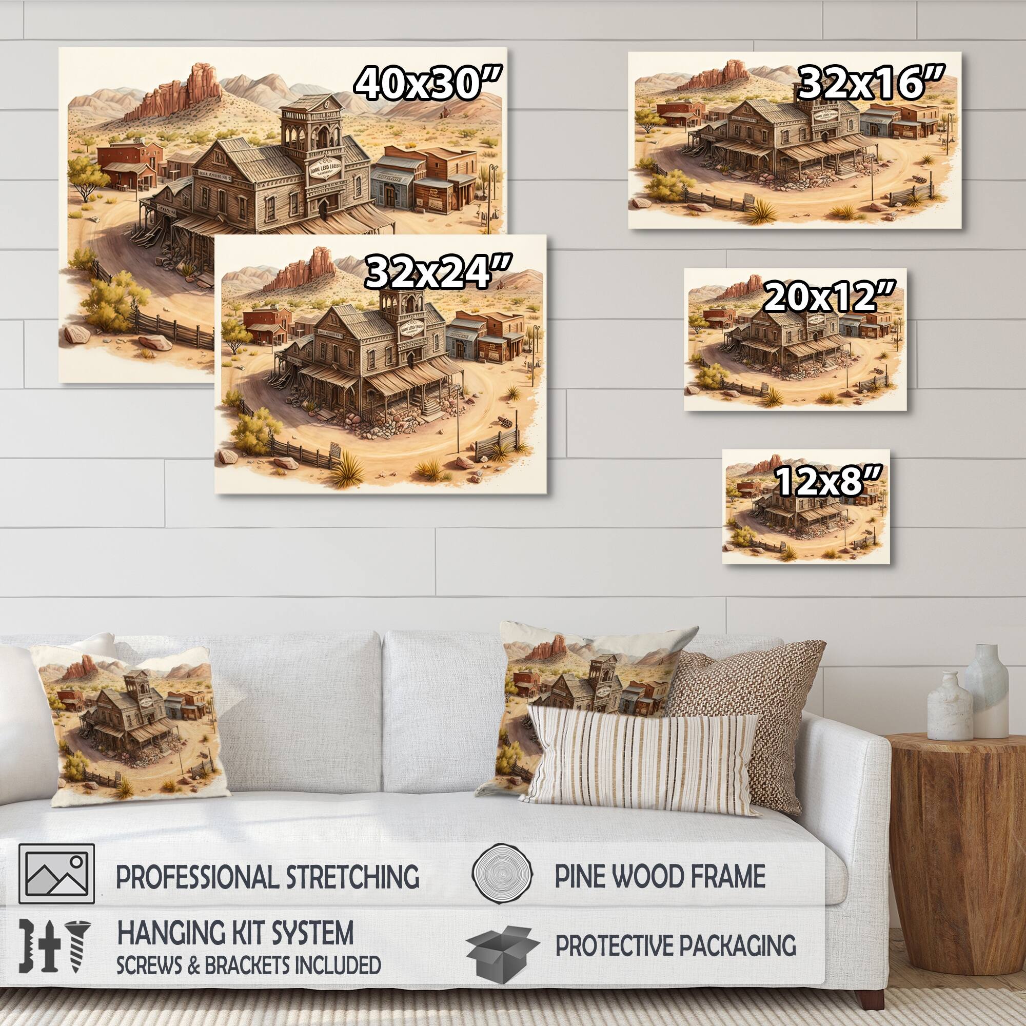 Designart 'Wild West Town I' Southwestern Canvas Wall Art Bed Bath