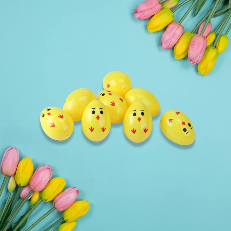 Set of 8 Chick Easter Egg Decorations 2.5"