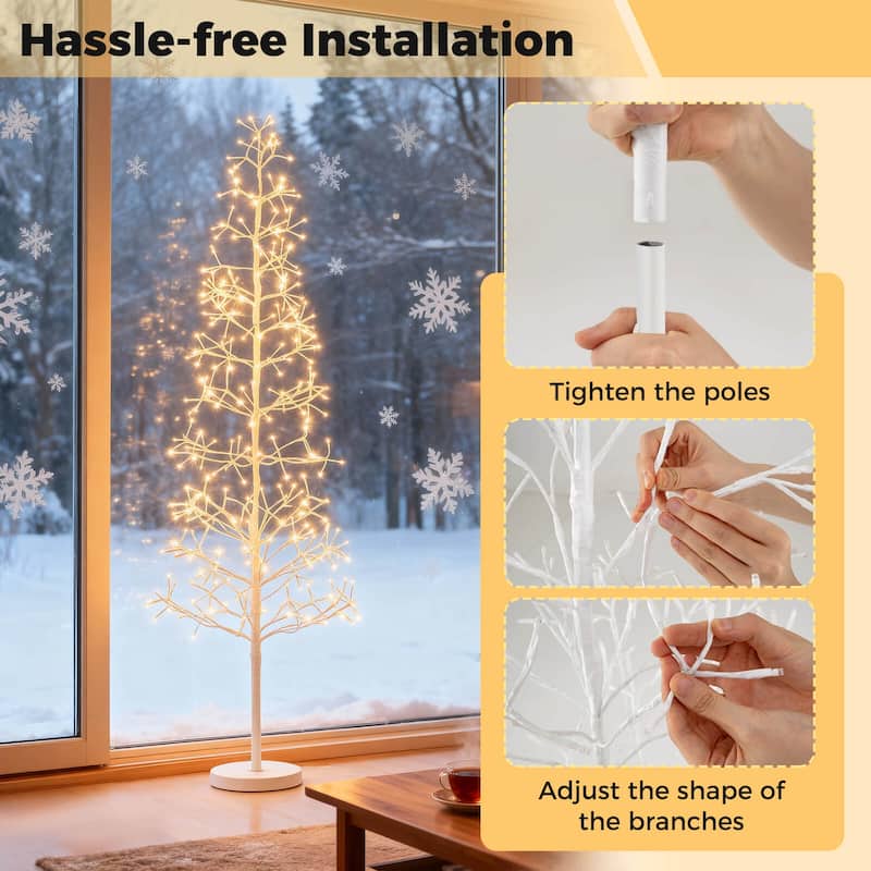 Costway 6 FT Lighted Birch Tree with 320 White Light LED Lights - See Details