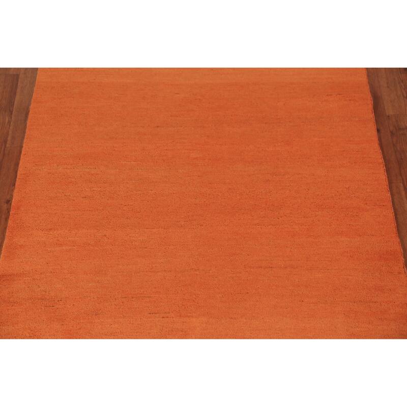 Orange Gabbeh Modern Rug Handmade Oriental Wool Carpet - 3'11" x 5'10"