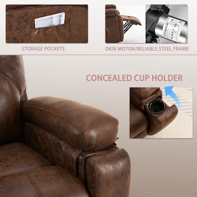 Power Lift Recliner Chair with Massage, Heavy Duty Electric Recliner with Side Pockets, Ergonomic Single Sofa Chair