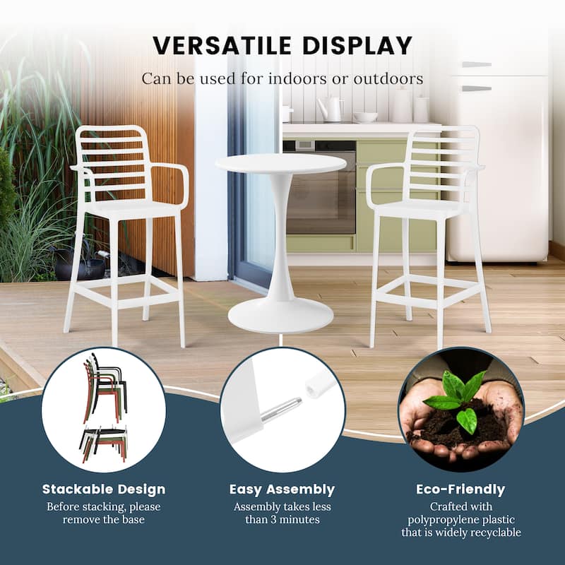 Frond and Form 29.5 Inch Outdoor Bar Stool (Set of 2)