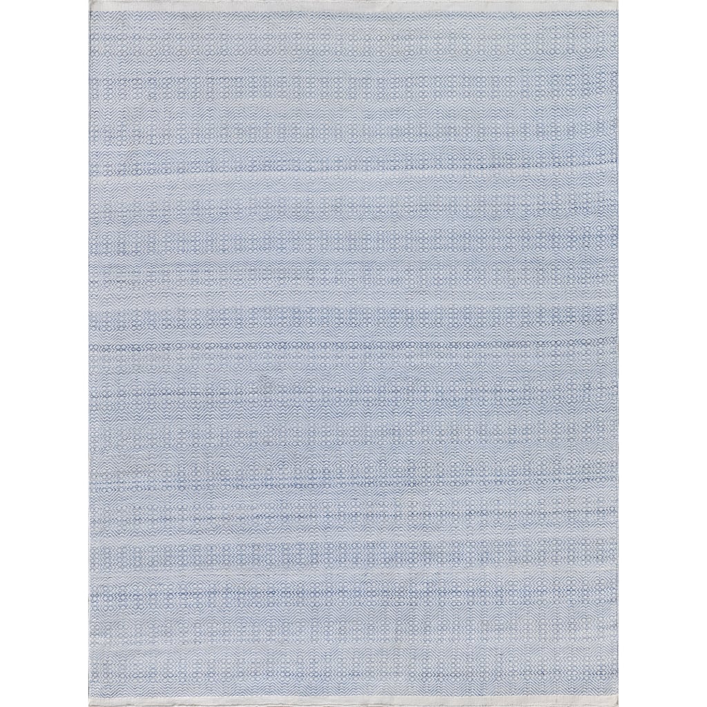 EXQUISITE RUGS Echo Indoor/Outdoor Flatweave PET yarn Light Blue Area Rug.