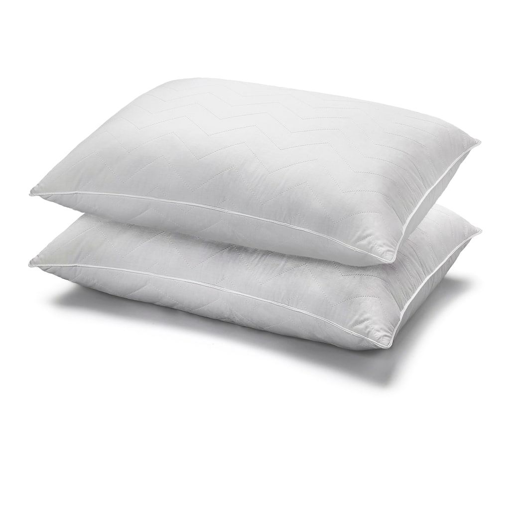 Plush Cotton Chevron Quilted Pillow, Medium, Standard (Set of 2)