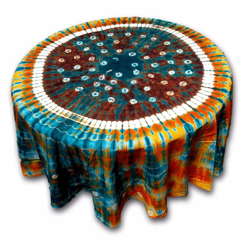 Cotton Bandhani Tie Dye Mandala Tablecloth Round - 76-inch Round