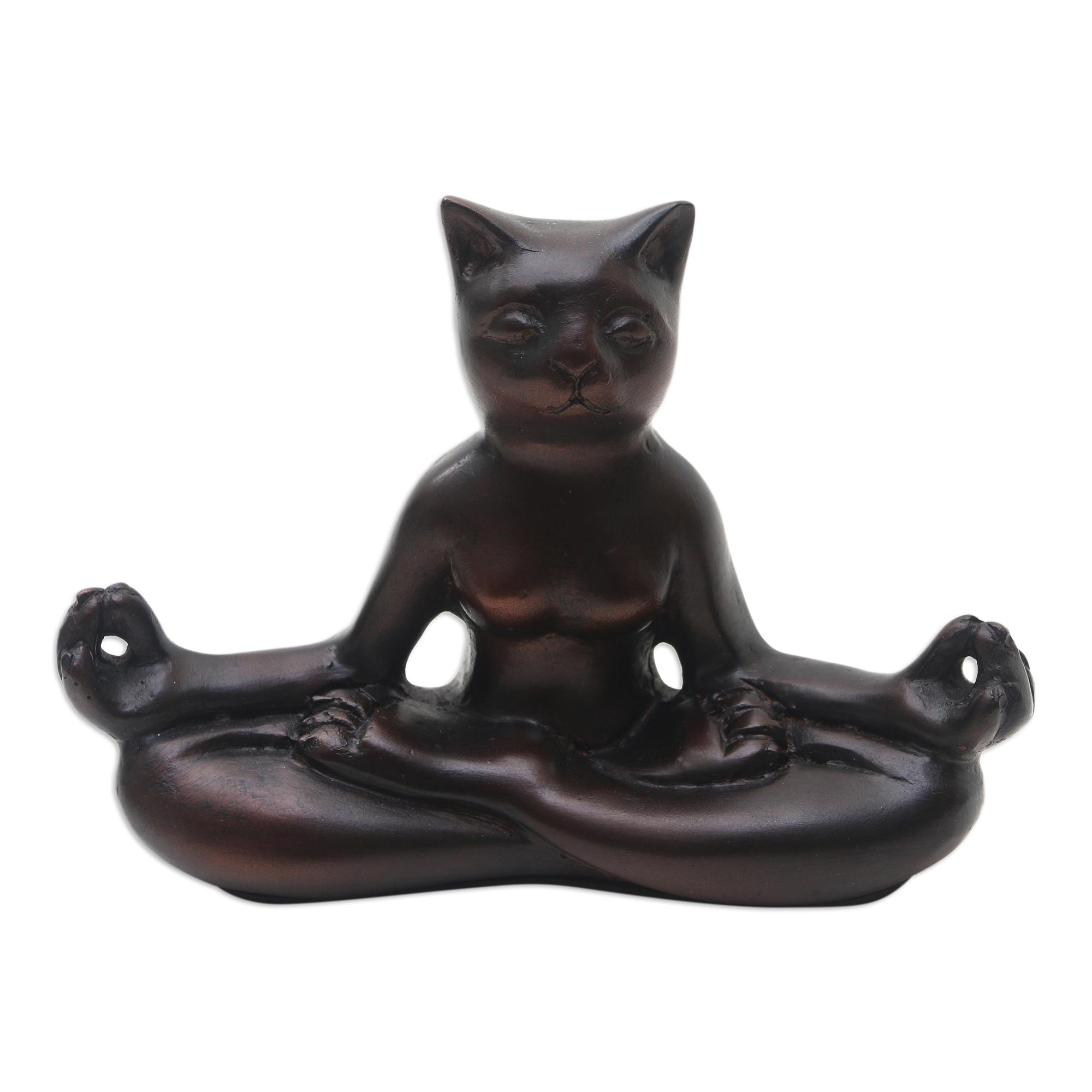 Novica Handmade Cat Meditation Cement Statuette