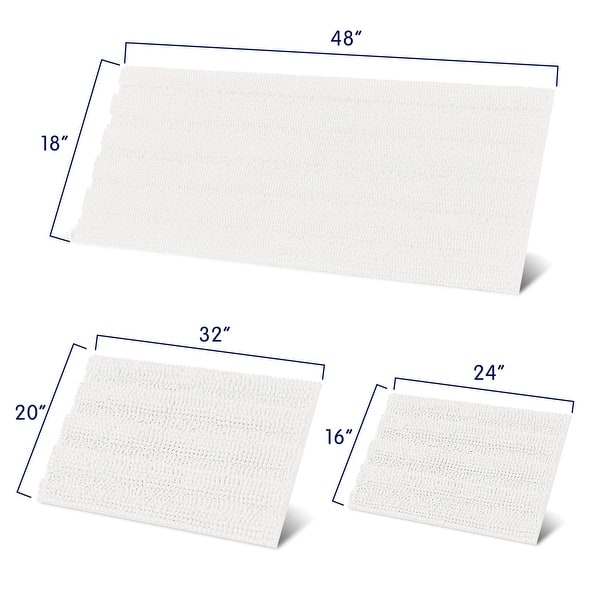 dimension image slide 8 of 12, Subrtex Non-slip Bathroom Rugs Chenille Soft Striped Plush Bath Mat