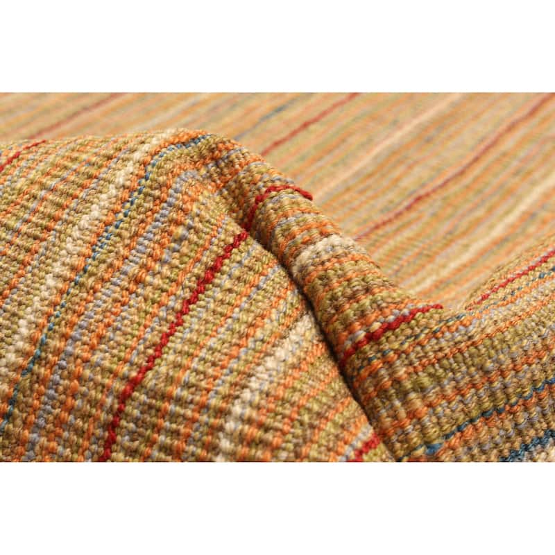 ECARPETGALLERY Flat-Weave Boho Tan Wool Kilim - 7'2 x 9'11