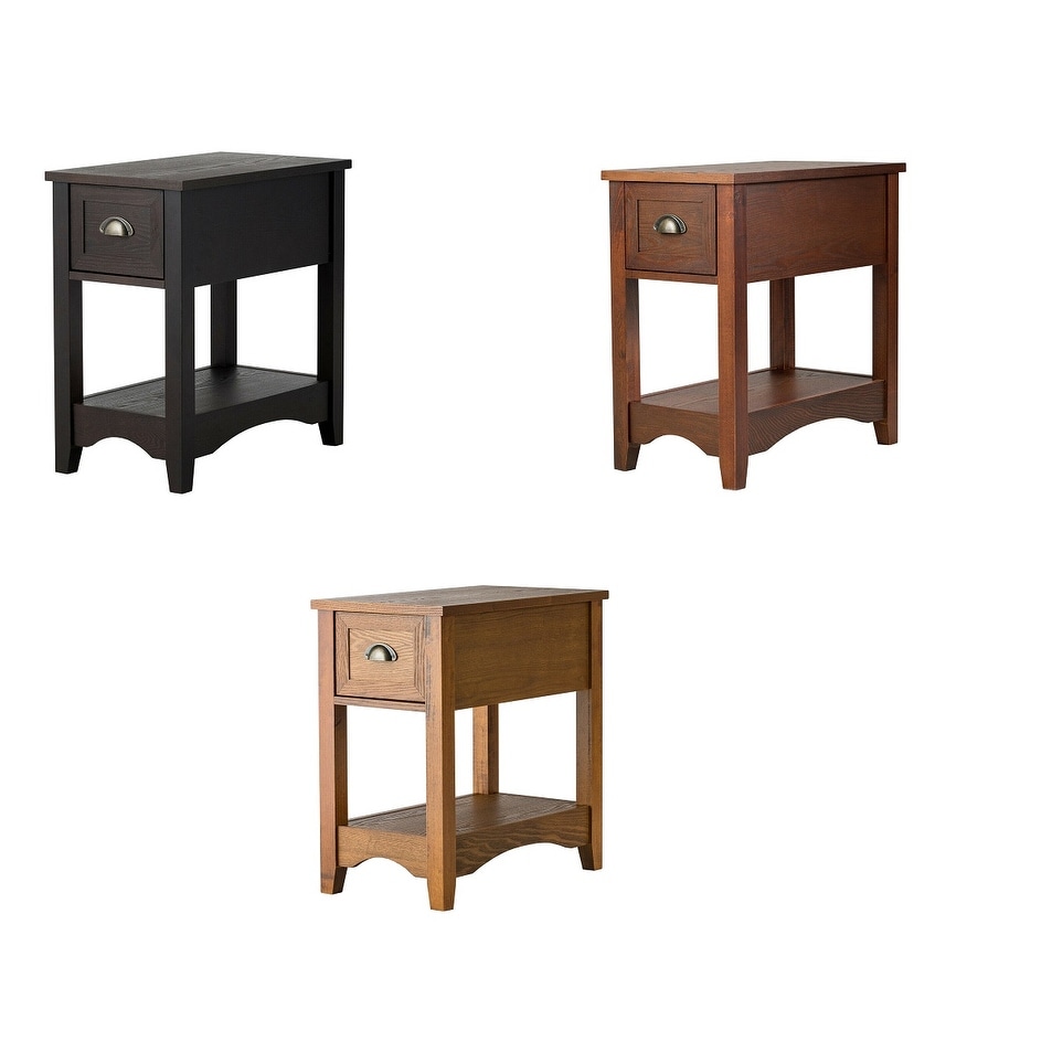 Overstock Gymax Contemporary Chair Side End Table Compact Table with Drawer Nightstand Espresso/Tawny/Walnut (Walnut)