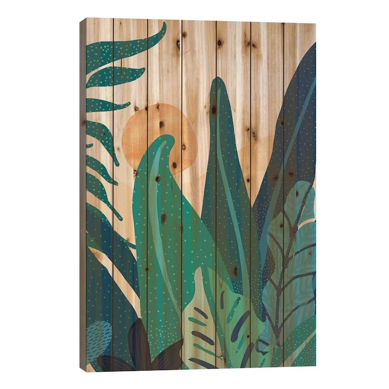 Afternoon Landscape Print On Wood by Modern Tropical - Multi-Color - 26x18x1.5