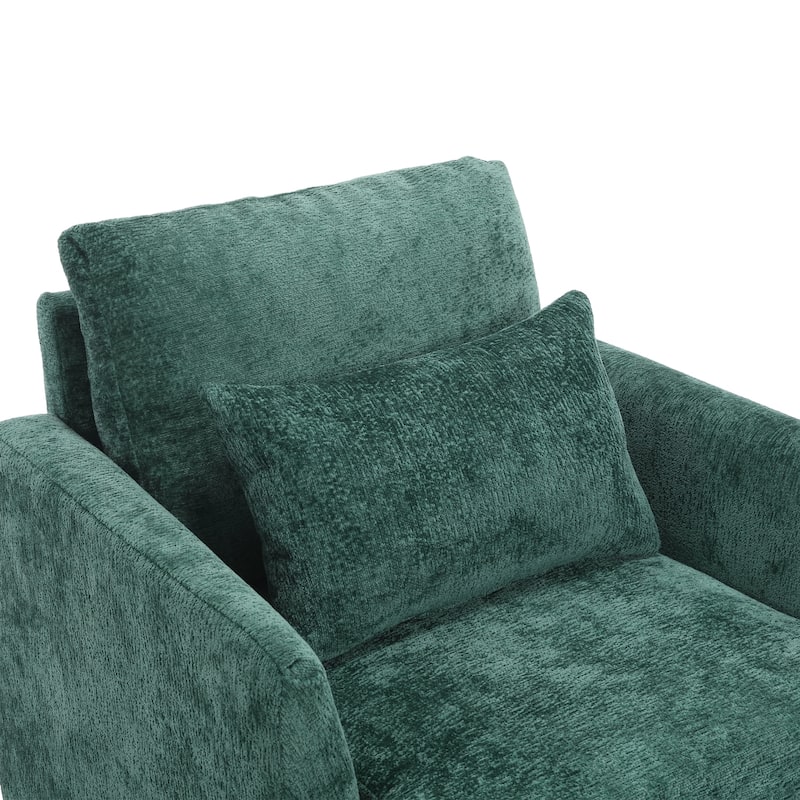 29.53" Chenille Upholstered Arm Chair with Pillows