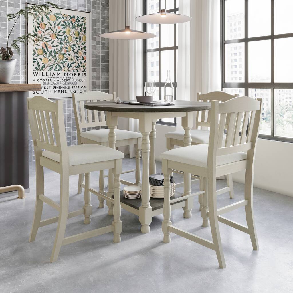 CraftPorch Classy Round 5-piece Counter Height Dining Set