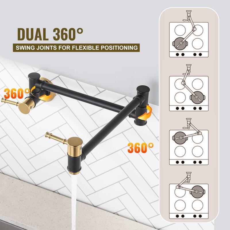 WOWOW 23.5-inch Wall Mount Pot Filler with Double Handle