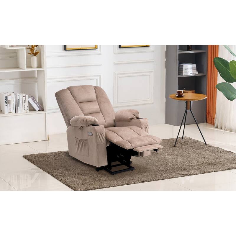 MCombo Small Power Lift Recliner Chair with Massage and Heat for Short Elderly People, Fabric 7569