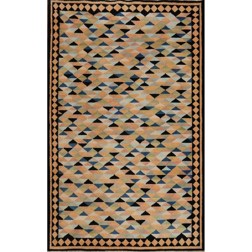Hand-knotted Tribal Wool Multi-Colored Geometric Oriental Area Rug - 8' 9'' X 6' 0''