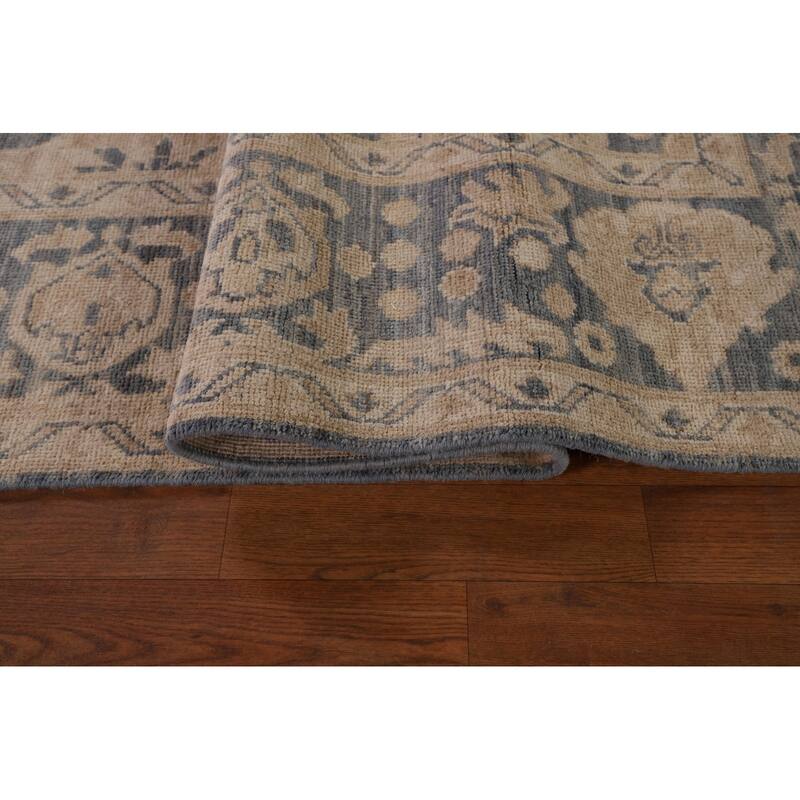 Blue Oushak Vegetable Dye Area Rug Handmade Wool Carpet - 8'0" x 9'10"