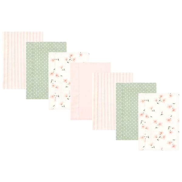 slide 1 of 1, Hudson Baby Infant Girl Cotton Flannel Burp Cloths, Pink Dainty Floral 7 Pack, One Size - Pink Dainty Floral 7 Pack - One Size One Size - Pink Dainty Floral 7 Pack