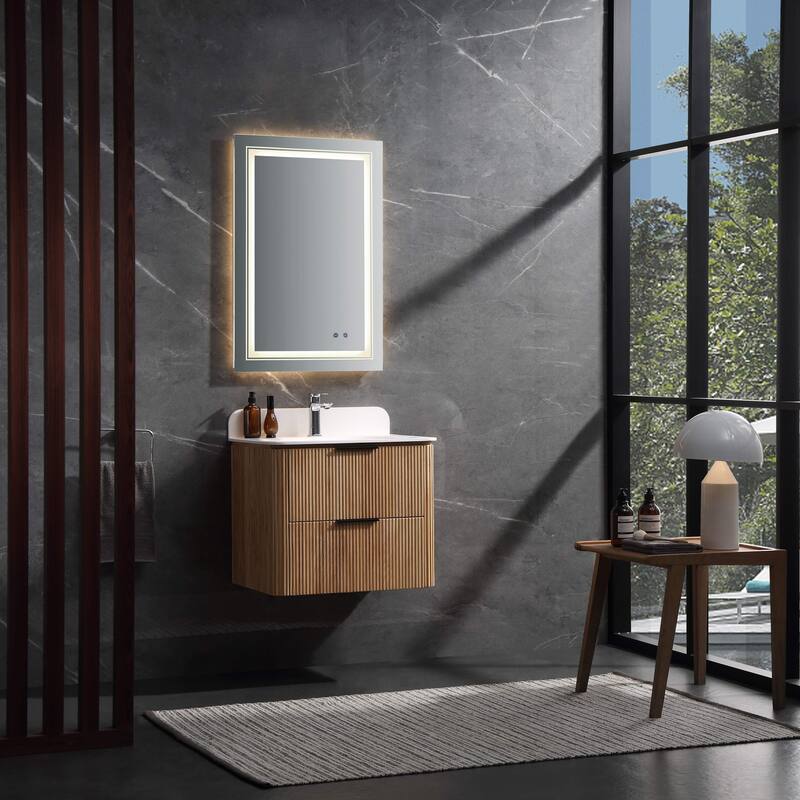 Modland 24" Wall-Mounted Bathroom Vanity with Acrylic Top Integrated Sink & Overflow