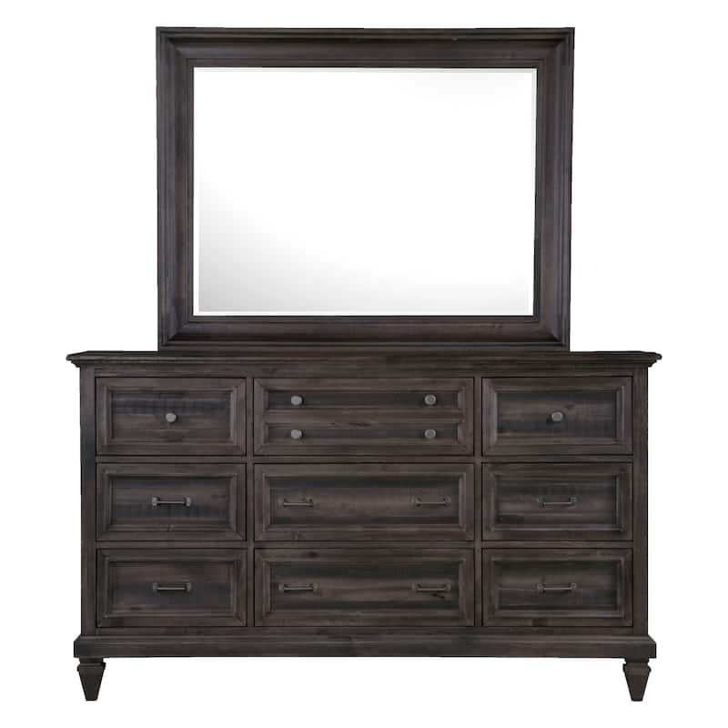 Magnussen Home Calistoga Weathered Charcoal Drawer Dresser With Landscape Mirror