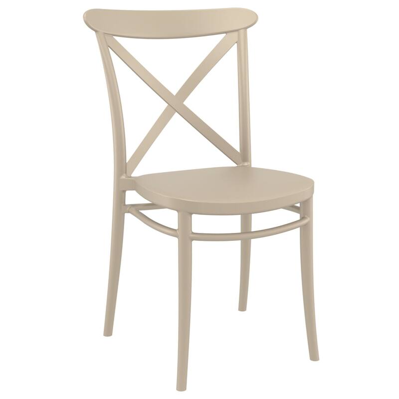 34.25" Taupe Brown Patio Cross Armless Dining Chair