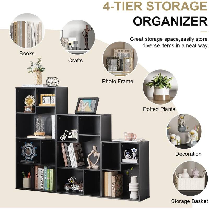 VECELO Wide Wood Organizer Bookcase Sets