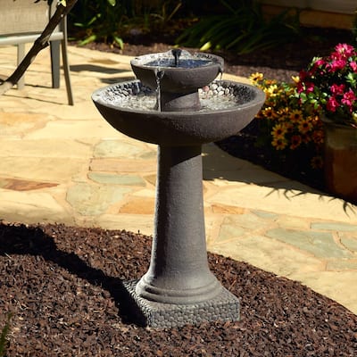 Riverstone 2-Tier intelliSOLAR Fountain with Remote - Forest Brown - N/A