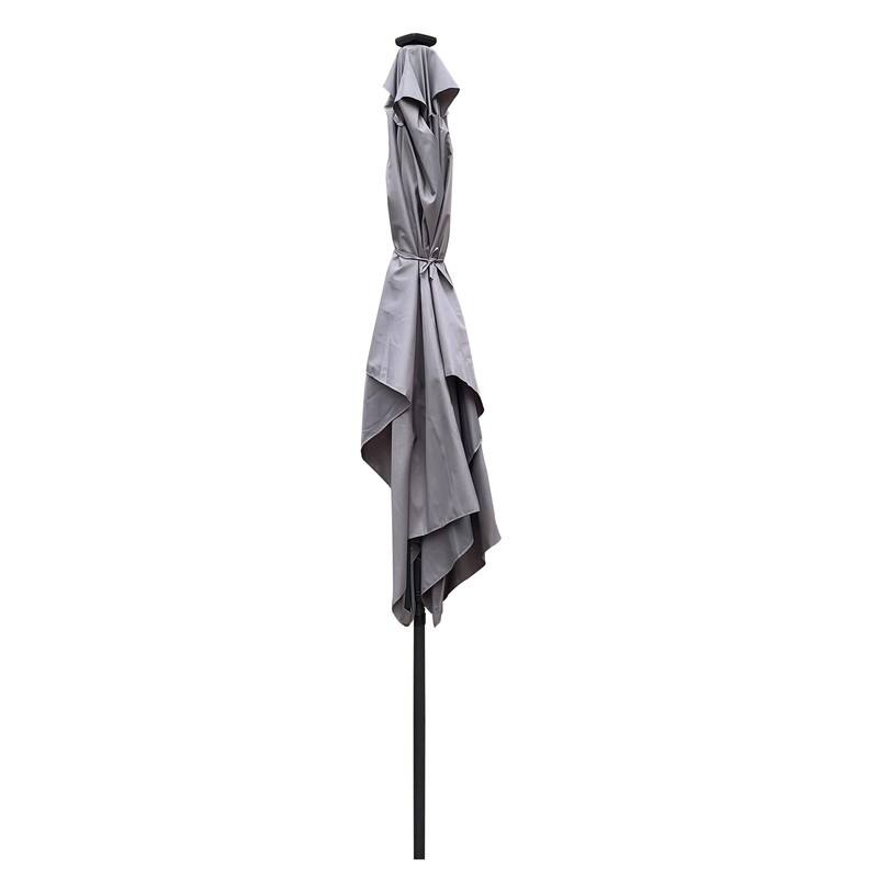 GEITIN 6.5ft Rectangular Patio Solar LED Lighted Outdoor Umbrellas with Crank