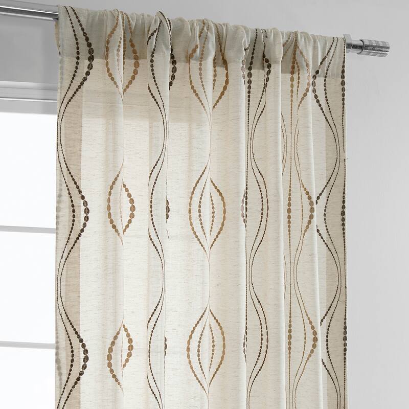 Exclusive Fabrics Suez Embroidered Faux Linen Sheer Curtain (1 Panel)