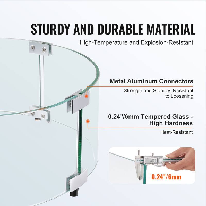 Clear Tempered Glass Wind Guard for Fire Pits with Alloy Frame