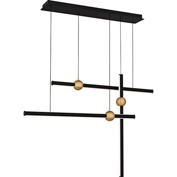 slide 2 of 9, Harvick Integrated LED Matte Black Linear Chandelier