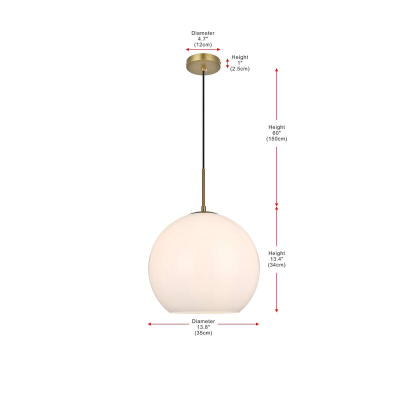 Elegant Lighting Baxter Single Light 14" Wide Pendant with Frosted