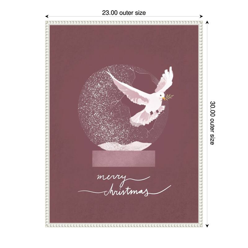 Snow globe Dove by Goed Blauw (23 x 30 in.), Framed Canvas Wall Art Print - Sylvie Beaded White